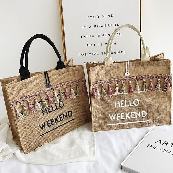 Velika ceker torba s resicama za kupnju ili plažu