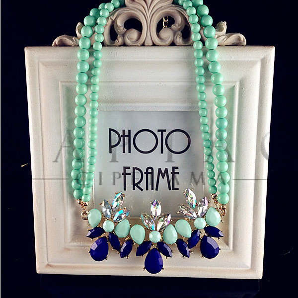 Masivna plavo zelena ogrlica s perlama