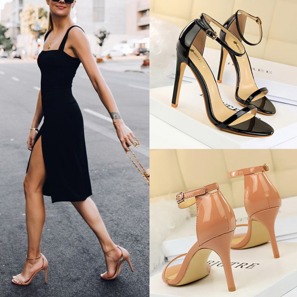 Klasične udobne sandale s tanim remenom peta 8 i 11cm 4 boje