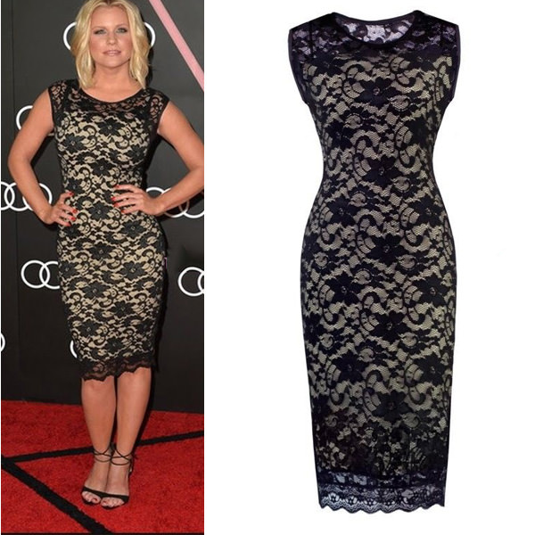 Midi čipkana haljina bez rukava