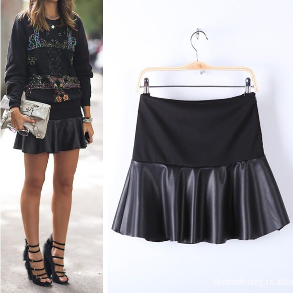 Mini kombinirana kožna suknja