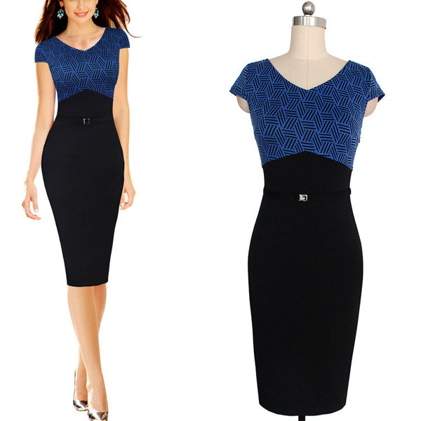 Midi elegantna haljina geometrijskog uzorka