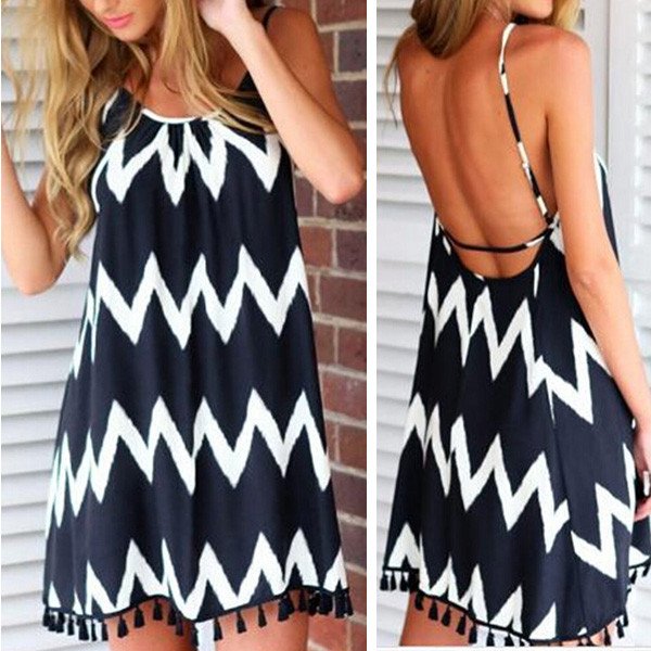 Mini zig zag haljina s resicama 