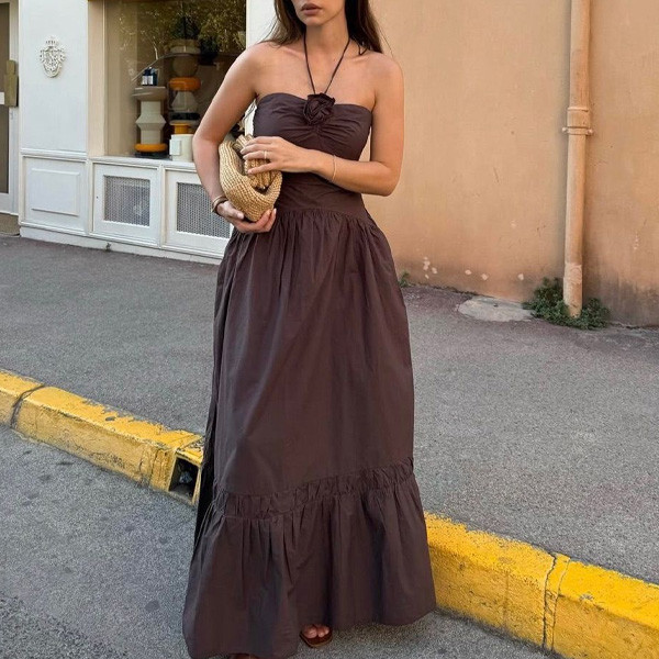 Duga haljina od popelina s ukrasom