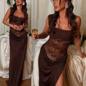 Nabrana svečana haljina s čipkom 3 boje