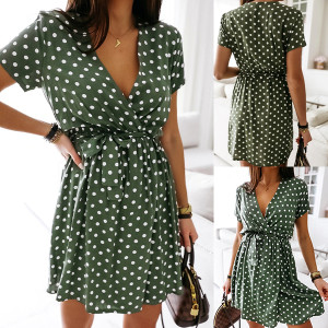 Mini točkasta haljina preklopnog izgleda *Posebna ponuda*