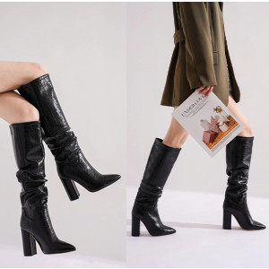 Široke čizme ispod koljena izgleda croco kože standardni EU 38