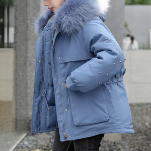 Pamučna parka sa špricanim krznom i ukrasnim zakovicama 6 boja