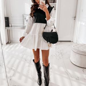 Mini košulja haljina s kožnim dijelom 3 BOJE