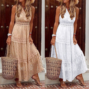 Duga točkasta haljina s uvezom 5 BOJA