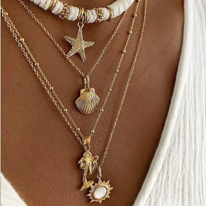 Ogrlica od 5 dijelova školjka morska zvijezda palma