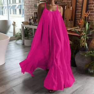 Duga vrećasta haljina na volane 7 BOJA