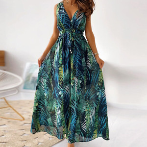 Vintage duga haljina s izrezom na leđima 4 BOJE