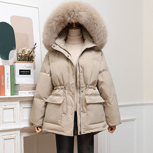 Kratka zimska jakna punjena pačjim perjem s pravim krznom na kapuljači 10 BOJA *Premium kvaliteta* S VELIČINA