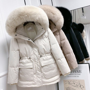 Kratka zimska jakna punjena pačjim perjem s pravim krznom na kapuljači 10 BOJA *Premium kvaliteta*