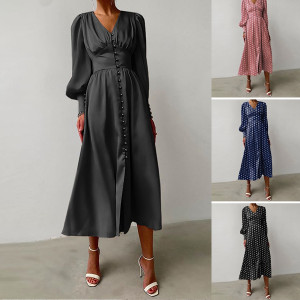 Midi haljina satenskog izgleda na dugmad 12 BOJA