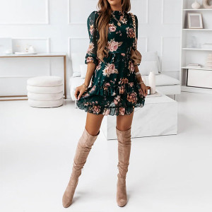 Mini cvjetna haljina na volane 2 BOJE