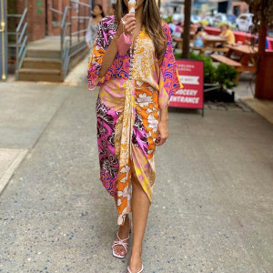 Kimono satinirana haljina s perlicama