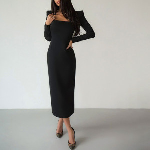 Midi haljina s kockastim izrezom