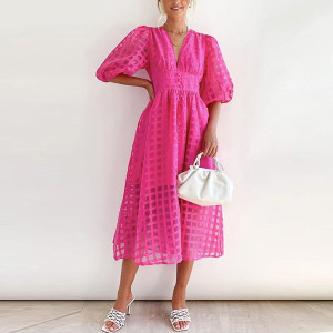 Elegantna midi haljina puf rukava 9 BOJA