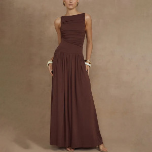 Duga luksuzna haljina s naborima 2 boje