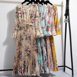 Plisirana haljina cvjetnog uzorka 5 boja