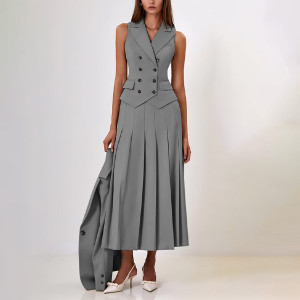 Komplet od 2 dijela prsluk + plisirana suknja 3 boje