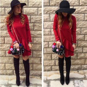 Mini dolčevita haljina s volanima