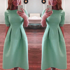 Midi reljefna haljina visokog struka