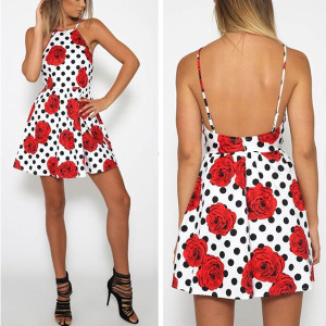 Mini cvjetna točkasta haljina