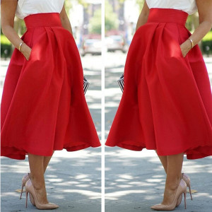 Vintage crvena midi skater suknja