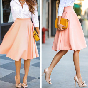 Midi skater suknja visokog struka