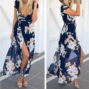 Midi cvjetna haljina na preklop od šifona