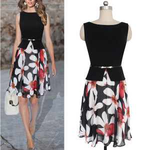 Midi skater luksuzna haljina s remenom