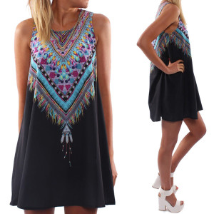 Mini boho šift haljina tunika od šifona