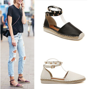 Espadrile sa zakovicama i remenom oko gležnja