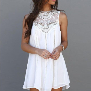 Mini kačkana čipkana tunika haljina za plažu