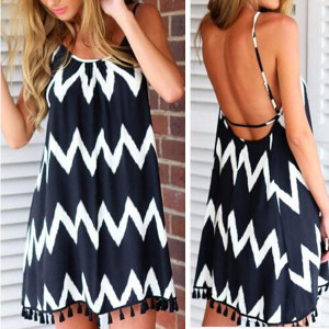 Mini zig zag haljina s resicama 