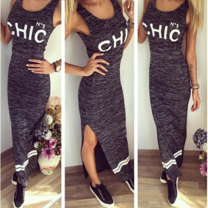 Maxi casual chic haljina s prorezom