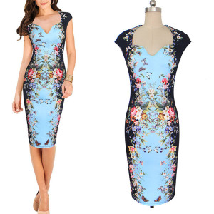 Elegantna midi večernja cvjetna haljina