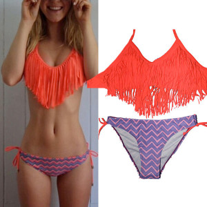 Dvodijelni push up kupaći kostim s resicama