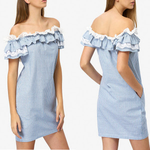 Mini casual čipkana haljina otvorenih ramena