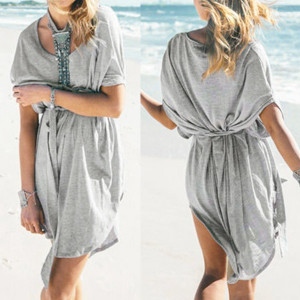 Casual oversized haljina majica na vezanje