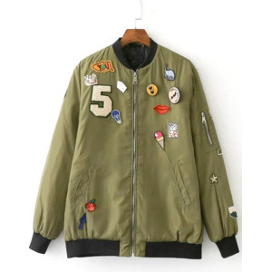 Jesensko zimska podstavljena bomber jakna sa zakrpama