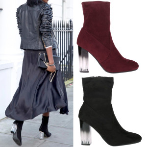 Gležnjače od brušene kože s transparentnom petom