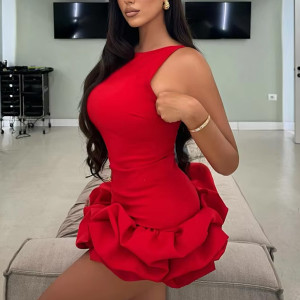 Mini party haljina s vulumioznim volanom 10 boja