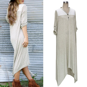 Duga asimetrična casual čipkana haljina