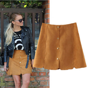 Mini retro samt suknja s gumbima