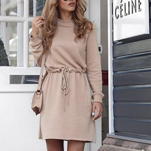 Mini casual zimska dolčevita haljina