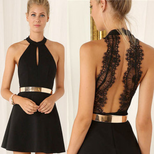 Mini haljina otvorenih leđa s čipkom